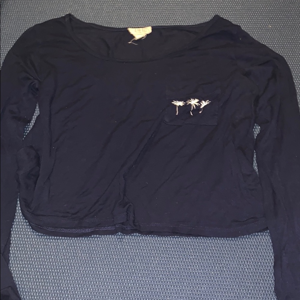 Navy Blue Cropped Long Sleeve